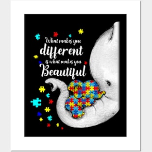 What Makes You Different Elephant Mom Autism Child Awareness Posters and Art